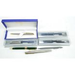 A group of pens comprising boxed Waterman ballpoint, boxed Parker fountain pen,