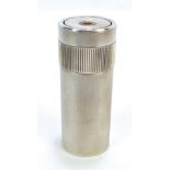 A boxed Dupont cylindrical table lighter with engine turned finish, stamped and numbered E3023 base,