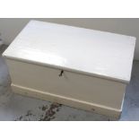 A painted pine blanket box, 39 x 82 x 48cm.