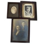 Three framed photographs of Edwardian music hall stars, two signed,