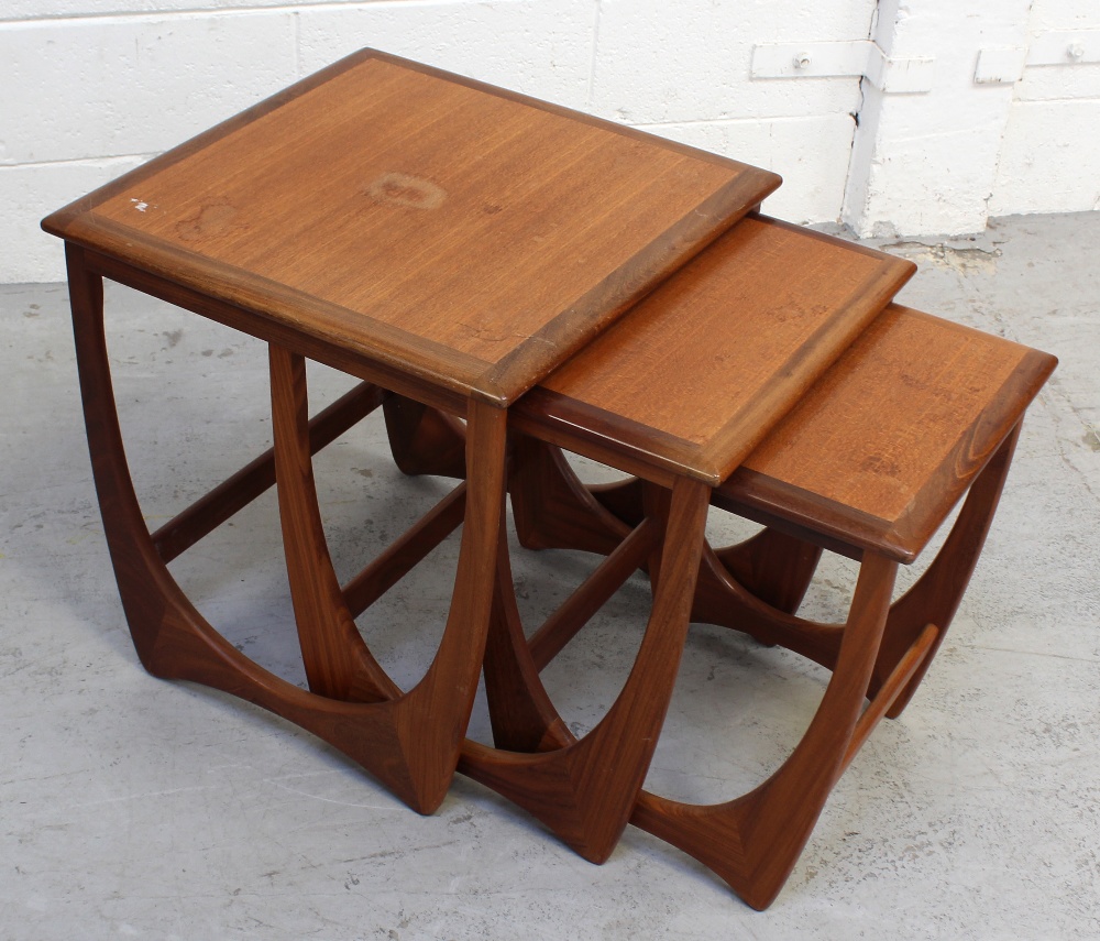 G-Plan; a 1960s-70s teak nest of tables, width of largest 50cm.