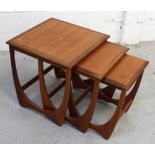 G-Plan; a 1960s-70s teak nest of tables, width of largest 50cm.