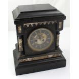 A 19th century slate and marble eight-day mantel clock of Classical form,