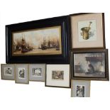 Twelve various prints to include engravings of desert and cityscapes,