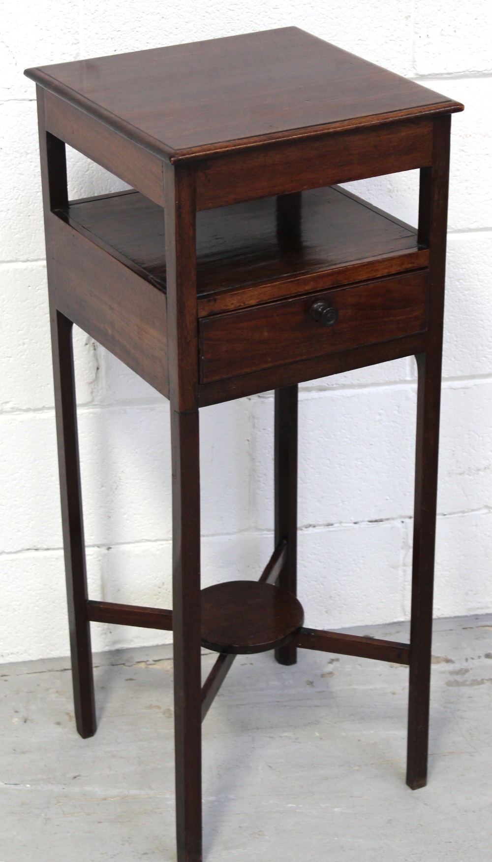 A 19th century mahogany square wash stand, width 34.5cm.