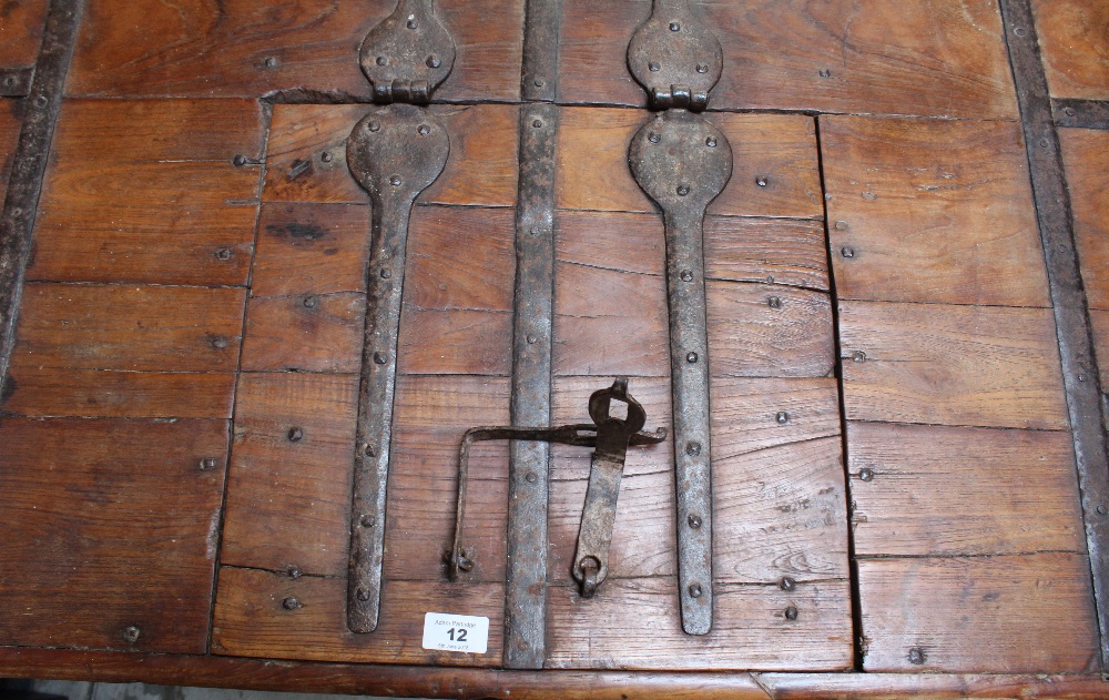 A 19th century Anglo-Indian iron-bound teak dowry chest, width 111cm. - Image 4 of 4