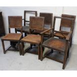 Six (4+2) Cromwellian-style studded leather dining chairs (for restoration) (6).