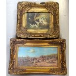 Two decorative prints, one after William Merrit Chase, 20 x 39cm, both gilt-framed (2).