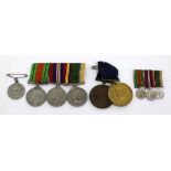 Three WWII cadet medals, complete with ribbons on bar,