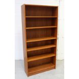 A contemporary teak five-shelf bookcase, 181 x 88cm.