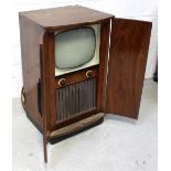 A vintage c1950s mahogany-cased TV, 100 x 61cm.