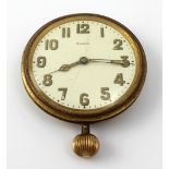 An early-to-mid 20th century eight-day dashboard clock, the face set with stylised Arabic numerals,