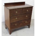 An Edwardian mahogany inlaid chest of two short over two long drawers, on bracket feet, width 92cm.