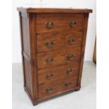 A contemporary oak tall chest of five drawers, width 97cm.