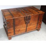 A 19th century Anglo-Indian iron-bound teak dowry chest, width 111cm.