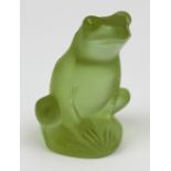 Lalique; a glass ornament modelled as a seated frog, height 5cm, in box.