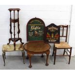 A mahogany bedroom chair with rush seat,