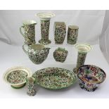 A collection of Doulton 'Persian' pattern ceramics to include jug, bowl, twin-handled sleeve vase,