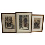 Axel Herman Haig (1835-1921); three etchings, 'A Quiet Hour Under Chartres Cathedral',