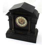 A Victorian slate eight-day mantel clock in the form of a Grecian temple,