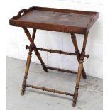 A Victorian stained beech butler's tray on stand,