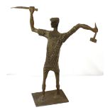 ATTRIBUTED TO ARTHUR DOOLEY (1929-1994); bronze sculpture, a carpenter, on rectangular base,