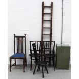 A pair of Michelle Thonet bentwood chairs with pressed wood seats, a Welsh spinning chair,