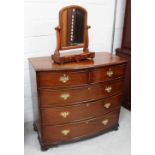 A Victorian mahogany bow-front two-over-three chest of drawers on plinth base,