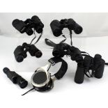 Five pairs of binoculars including a cased Carl Zeiss Jena 'Deltrintem' 8 x 30 and Yamaha 'De-Luxe