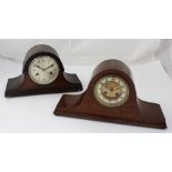 Two oak-cased mantel clocks (2).
