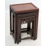 WITHDRAWN A nest of four Chinese hardwood tables, width of largest 45cm.