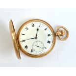 ROLEX; a 9ct yellow gold crown wind full hunter pocket watch,