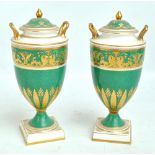 A pair of Wedgwood 'Columbia Shagreen' pattern gilt decorated lidded urns, no.