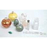 A group of scent bottles including two Atkinson-Jones lustre ware porcelain bottles with stoppers,