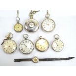 Five hallmarked silver cased pocket watches including a George III half hunter by A Cameron of