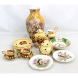 A small group of Aynsley 'Orchard Gold' pattern decorated items including an urn,