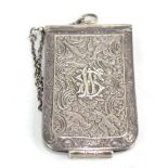 WRIGHT & DAVIES; a Victorian hallmarked silver case on suspension chain,