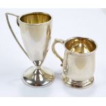 ES BARNSLEY & CO; a George V hallmarked silver miniature Georgian style mug, height 4cm,