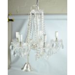 A Christopher Wray 'Gloriana' clear glass five branch chandelier, height approx 40cm excluding drop.