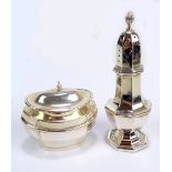 WILLIAM NEALE; an Edward VII hallmarked silver octagonal baluster sugar caster, Chester 1906,