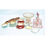 A small group of ceramics including a Maling 'Peony Rose' part dressing table set,