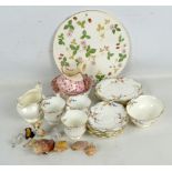 A Paragon part tea service, Wedgwood plate, Wade Whimsies and a jug and bowl.