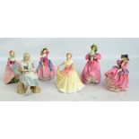 Six Royal Doulton figures; HN2026 'Suzette', HN3644 'Deborah', HN1928 'Marguerite',