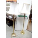 Two brass standard lamps with fluted columns, each approx 140cm (2).