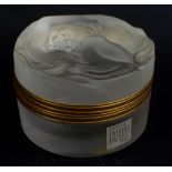 LALIQUE; a 'Daphne' circular lidded box with gilt metal mounts,