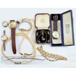 Five various wristwatches including two 9ct cased manual wind lady's examples a stainless steel