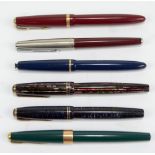 A collection of Parker fountain pens including models 17, Jr and Maxim (6).