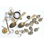 A mixed lot of variously hallmarked silver items including a pair of Victorian fiddle pattern