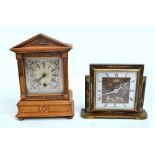 A small late 19th century German walnut cased eight day mantel clock, height 27.