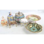 A group of Noritake including a landscape decorated comport,